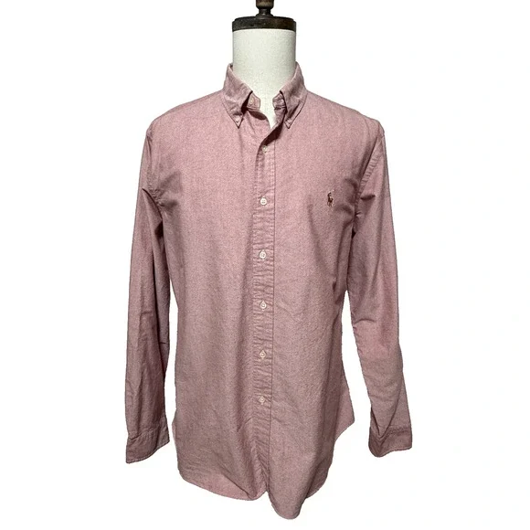 Ralph Lauren Shirt Mens XL Pink Oxford Flesh Pony‎ Custom Fit Long Sleeve Preppy - Picture 5 of 12